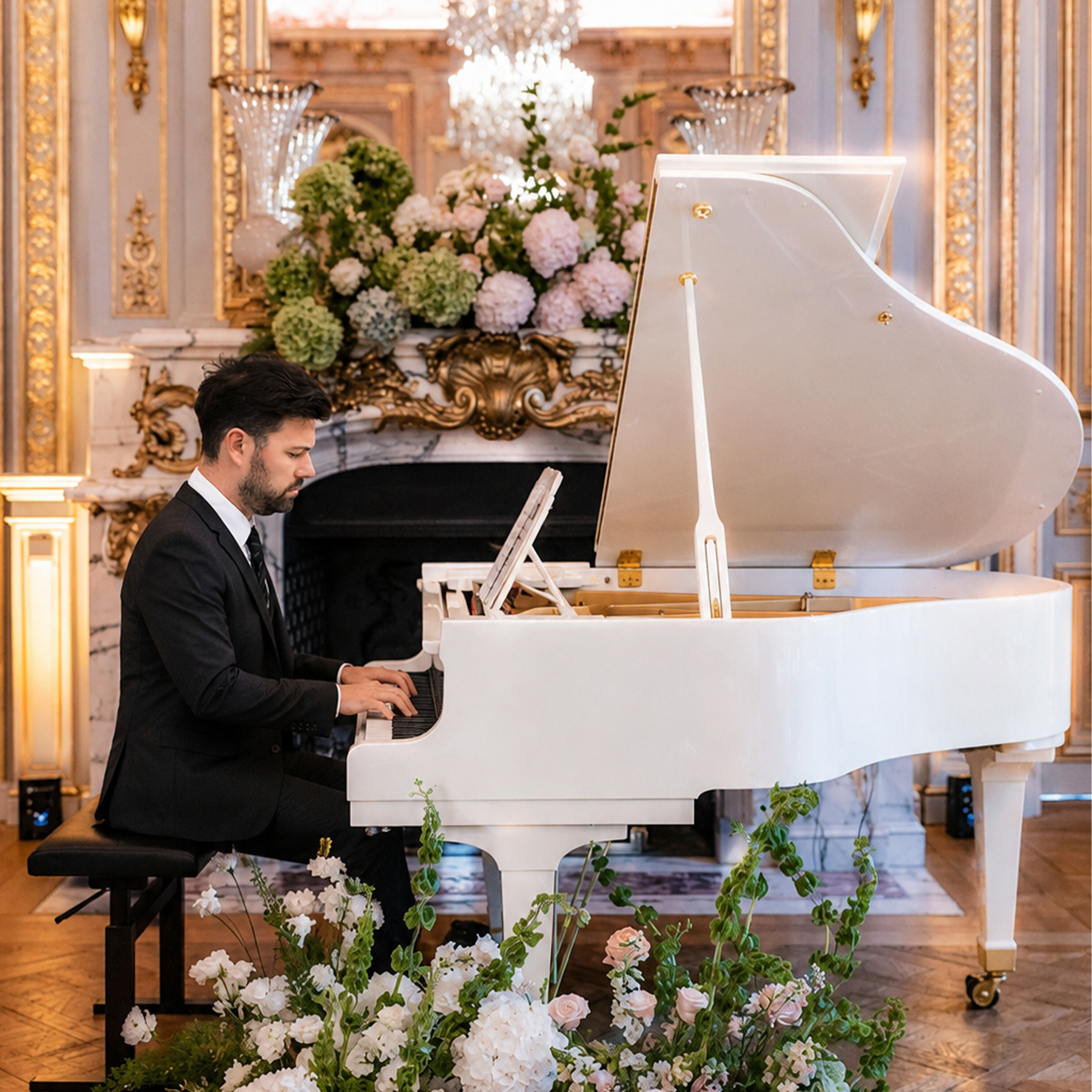 Dana Point ceremony music with live piano for an elegant coastal wedding